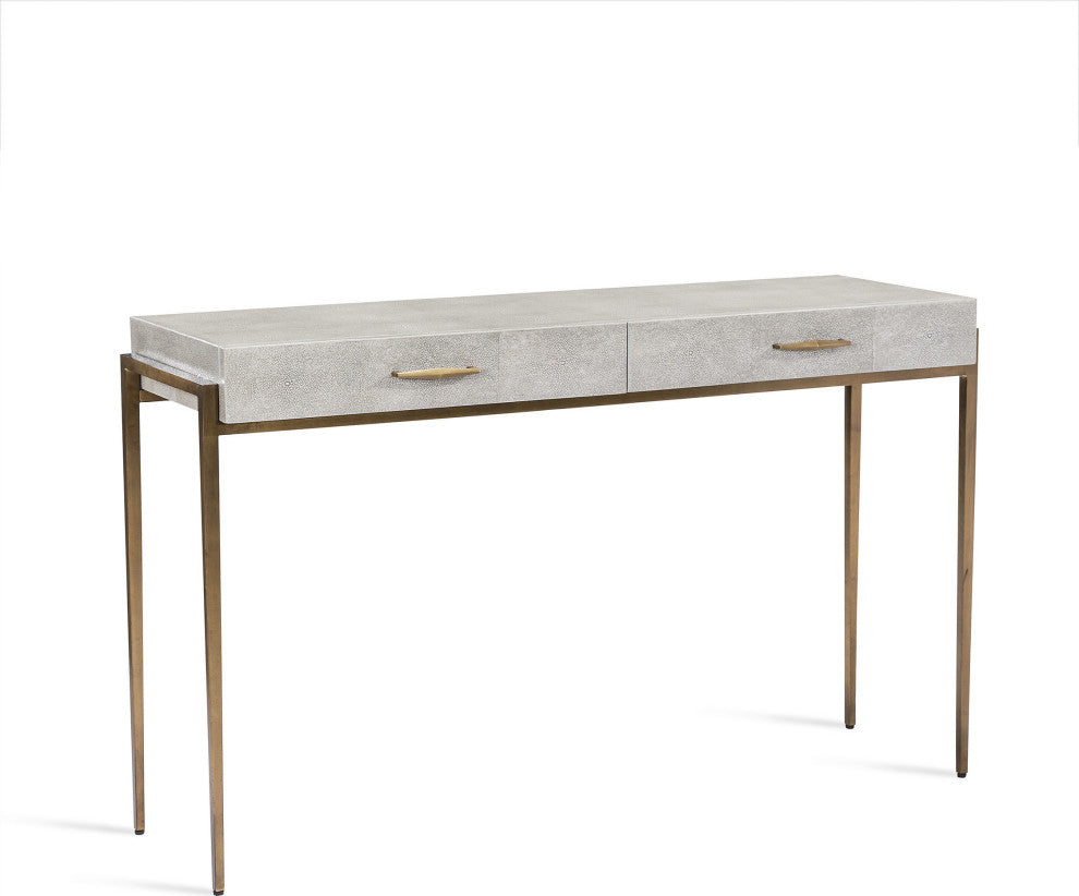 Morand Desk - Sorrel Gray Sharkskin, Antique Gold