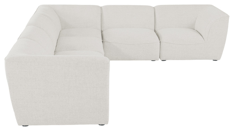 Miramar Linen Textured Fabric  6-Piece Modular L-Shaped Sectional, Cream