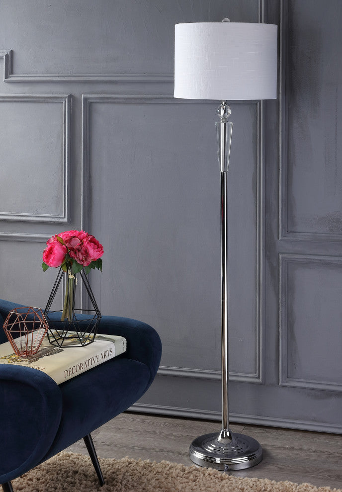 Reese 59.5" Crystal Floor Lamp, Clear and Chrome