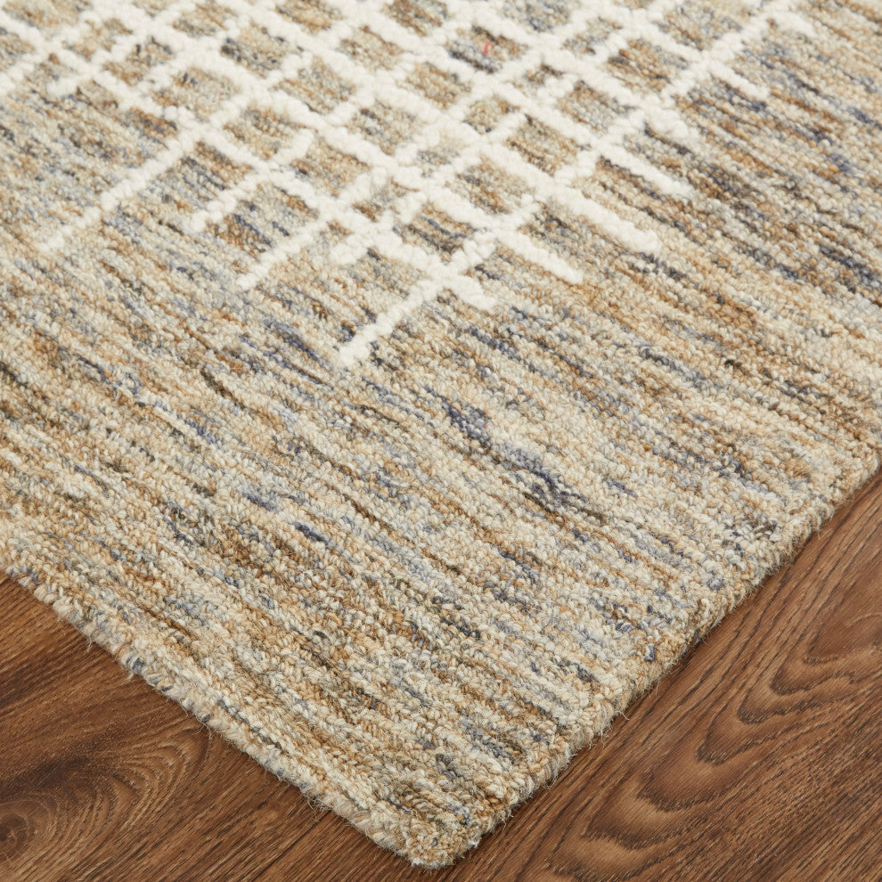 Weave & Wander Carrick Architectural Rug, Charcoal/Brown, 9'x12'