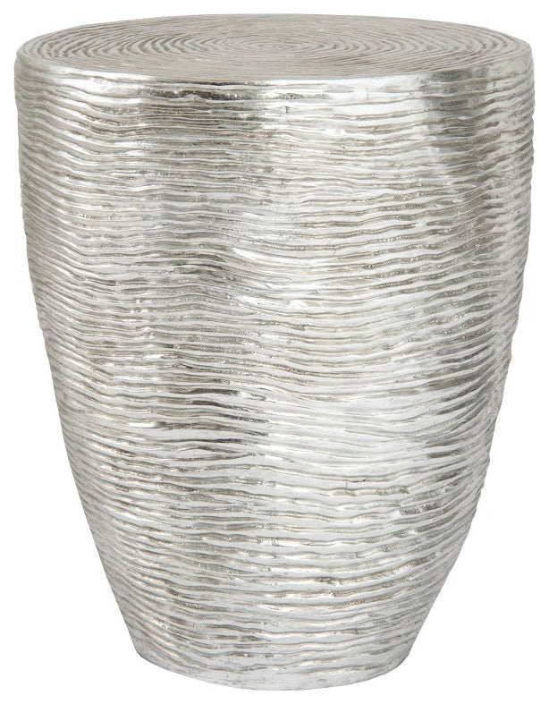Ripple Side Table, Resin, Silver Leaf With Antiquing