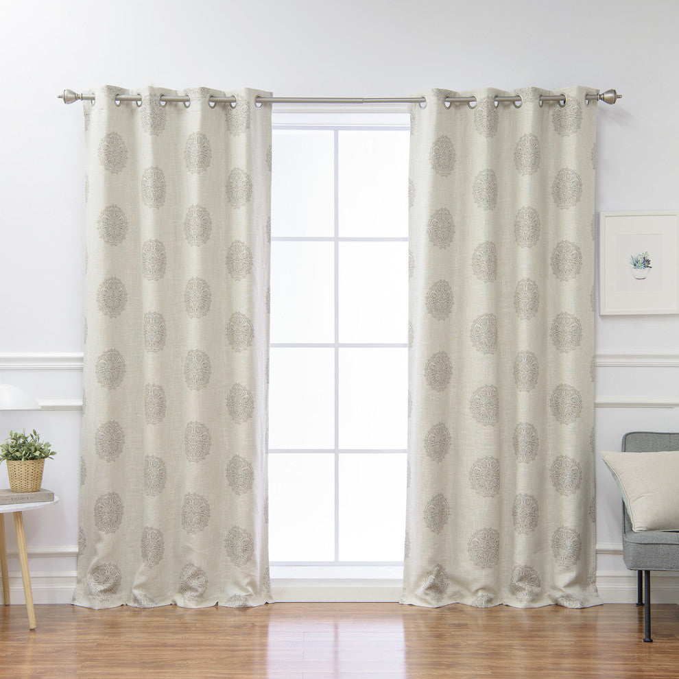 Linen Blend Blackout Medallion Curtain