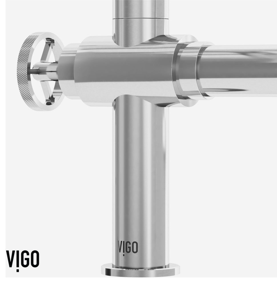 VIGO Cass 13" H Widespread Pull-Out Sprayer Kitchen Faucet, Chrome