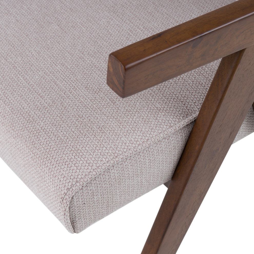 Modrest Joseline Modern Beige Fabric + Walnut Dining Chair, Set of 2