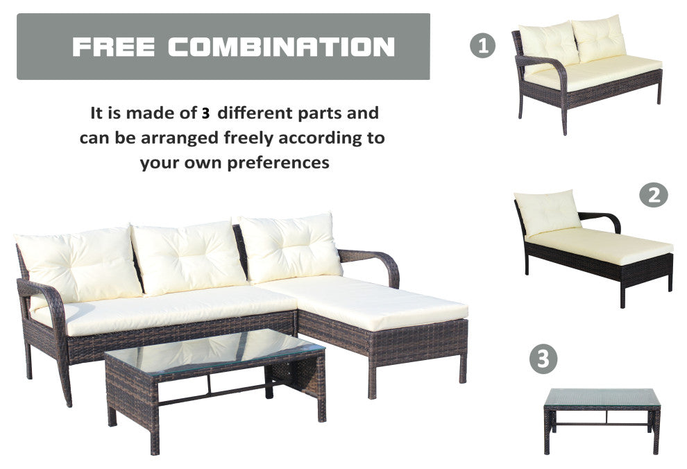 Gewnee Outdoor patio Furniture sets 3 piece Conversation set