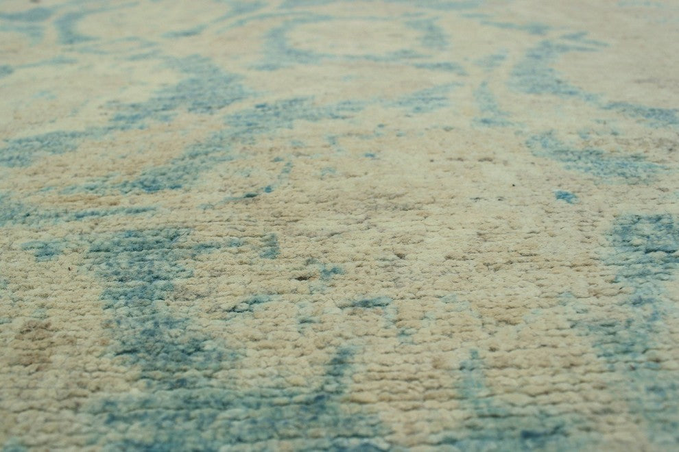 Yousafi Fine Chobi Adebayo Blue and Beige Rug, 3''11x19''1
