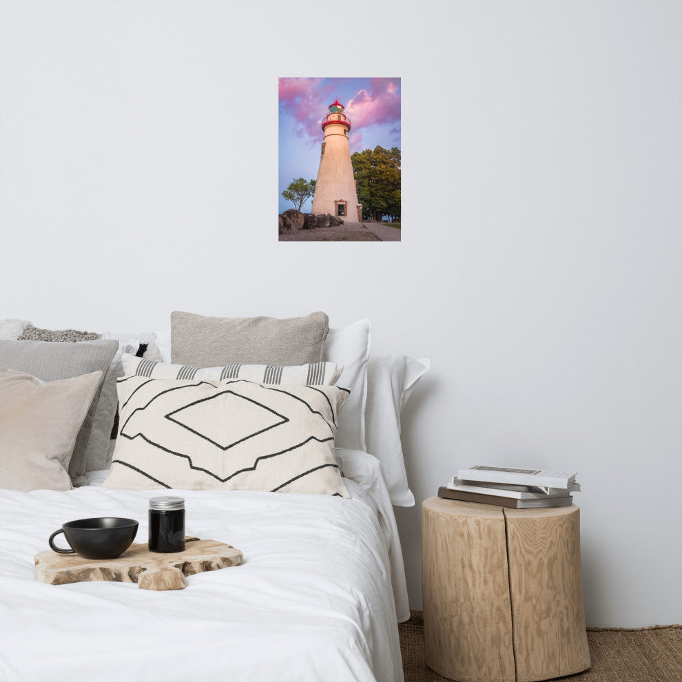 Marblehead Lighthouse at Sunset Coastal Landscape Unframed Wall Art Prints, 18" X 24"