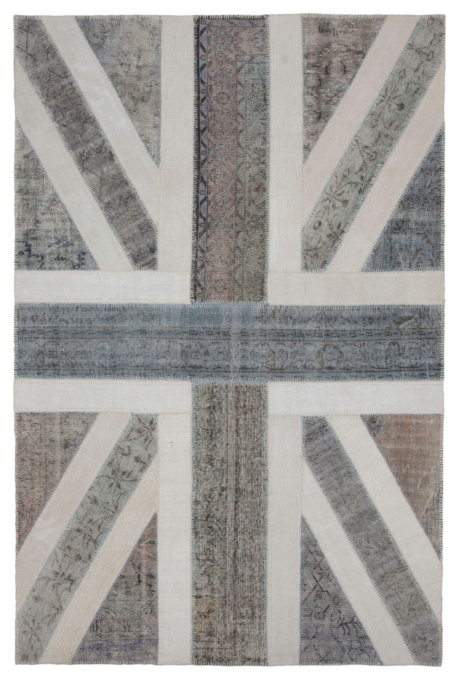 Rug N Carpet - Handmade Anatolian 6' 7'' x 10' 0'' Flag Patchwork Rug
