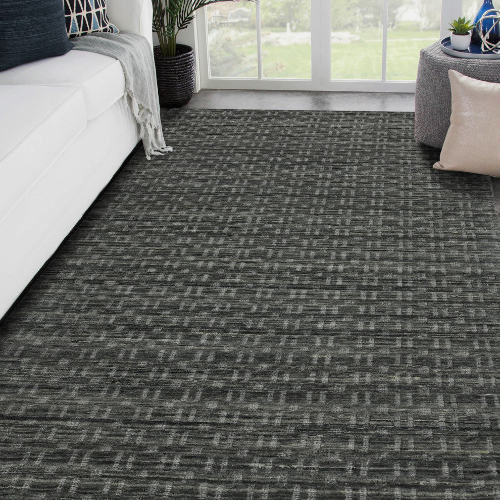 Houston Aliya Area Rug, Dark Gray, 8'9" x 11'9", Geometric