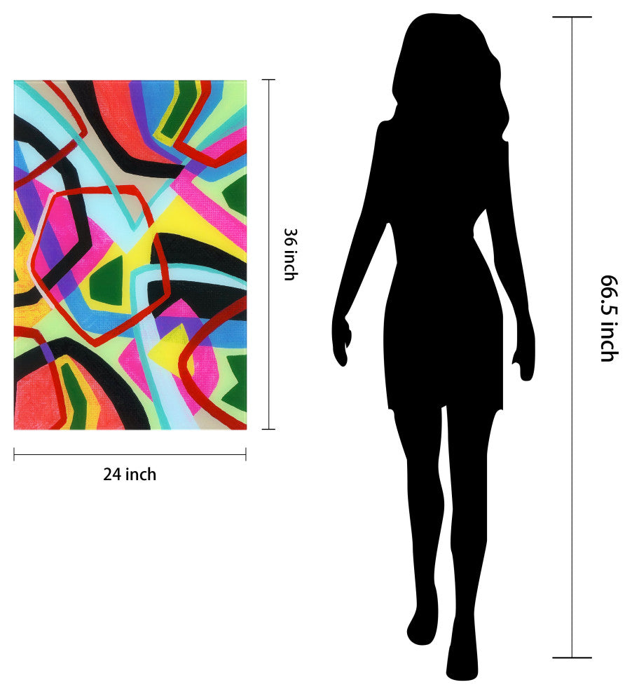 "Bold Shape Shift II" Frameless Free-Floating Reverse Printed Tempered Art Glass