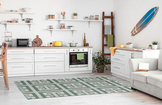 Greek Key Patterned Chenille Rug