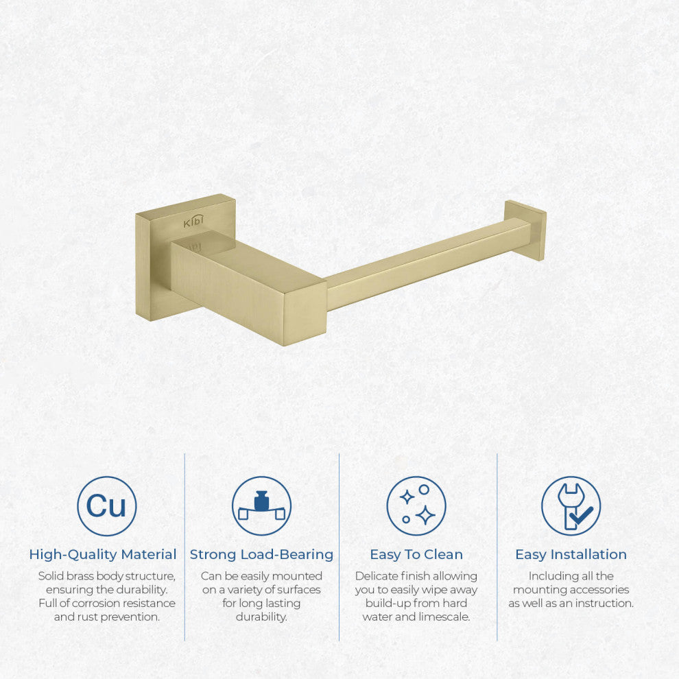 Cube Bathroom Tissue Holder KBA1502, Brush Gold