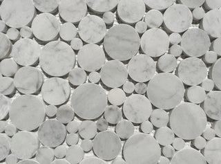 Carrara White Carrera Marble Bubble Round Mosaic Tile Polished, 1 sheet