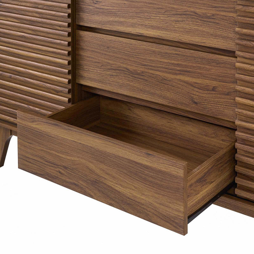 Lounge Lobby Media TV Stand Storage Buffet Sideboard, Wood, Natural Walnut