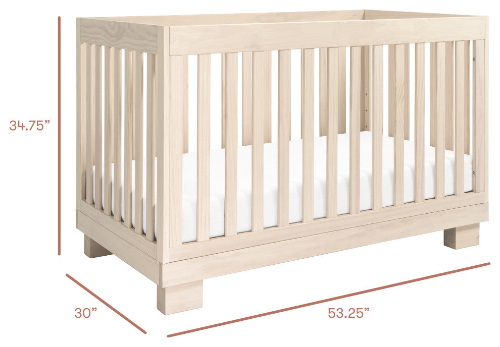 Modo 3-in-1 Convertible Crib With Toddler Bed Conversion Kit, Washed Natural