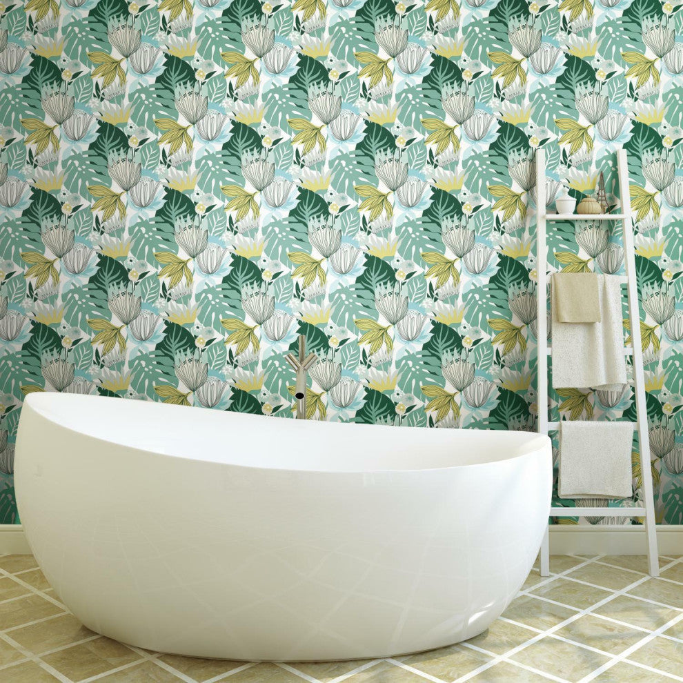 Retro Tropical Leaves Peel & Stick Wallpaper