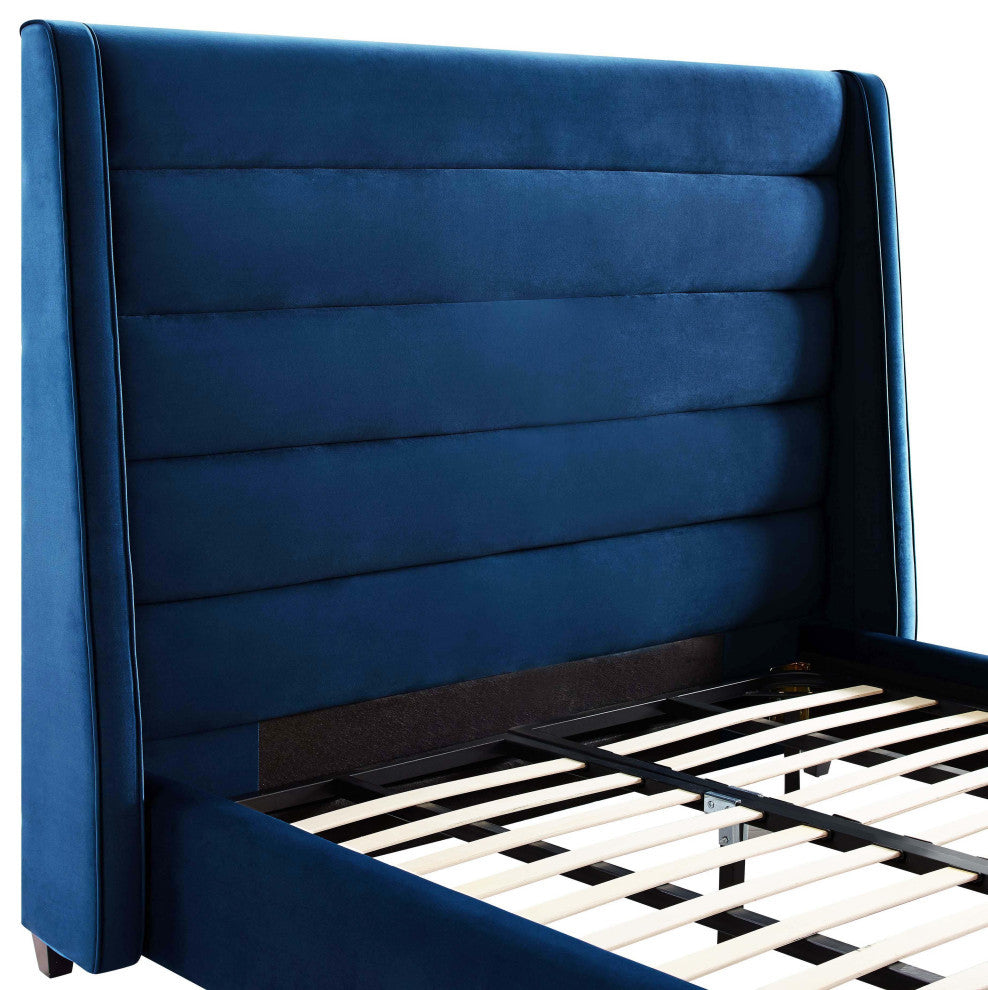 TOV Furniture Koah Navy Velvet Bed in King