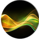 3D Gold Green Wave Design, Abstract Digital Art Disc Metal Artwork, 11"