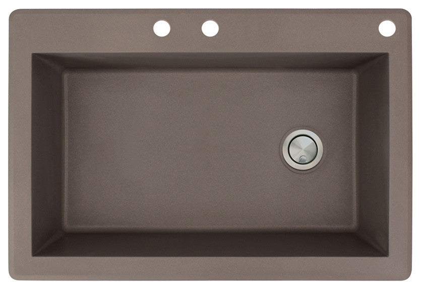 Radius 33" silQ Granite Single Bowl Kitchen Sink with 3 Holes in Espresso
