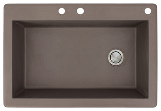 Radius 33" silQ Granite Single Bowl Kitchen Sink with 3 Holes in Espresso