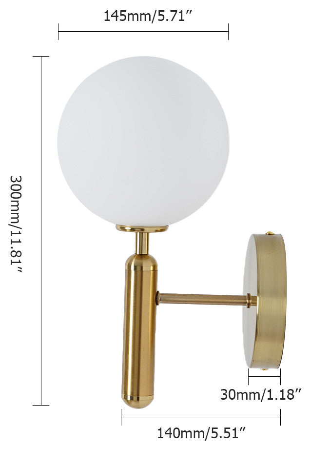 Decorica White and Gold LED Glass Globe Indoor Wall Sconce