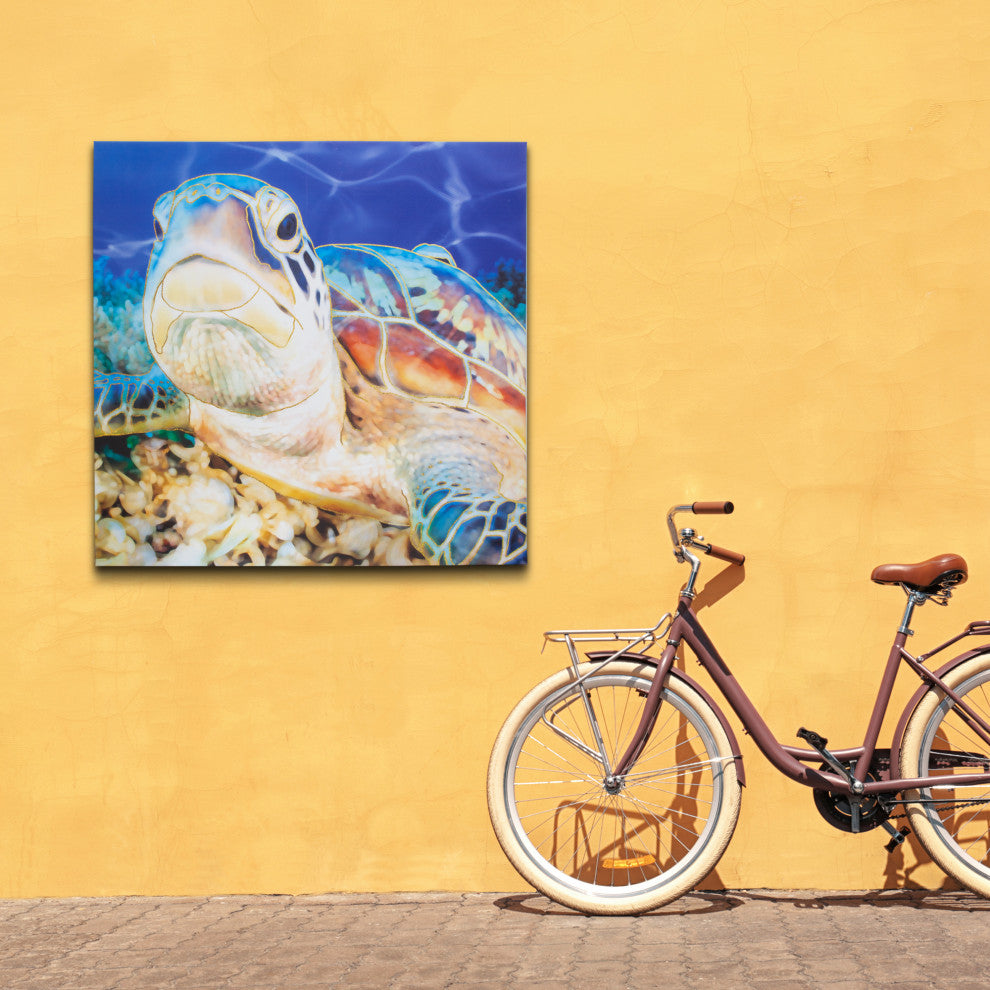 American Art Decor Sea Turtle Outdoor Canvas Art Print, 35"x35"