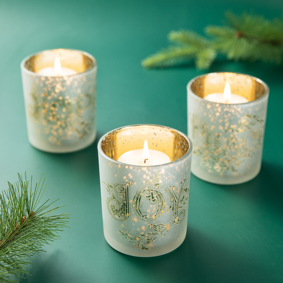 3-Piece Set Nativity Glass Candle Holders