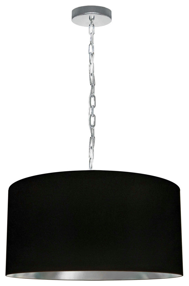 1 Light Medium Braxton Polished Chrome Pendant w/ Black/Silver Shade