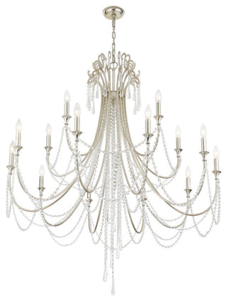 Crystorama ARC-1919-SA-CL-MWP, 15 Light Chandelier, Antique Silver