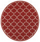 8" Round Red and Ivory Trellis Indoor Outdoor Area Rug