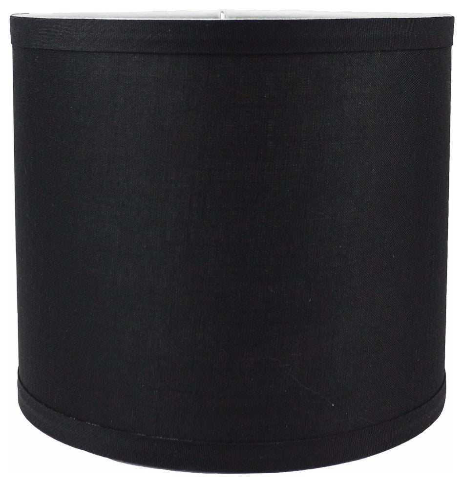 Classic Drum Smooth Linen Lamp Shade, Black, 8"