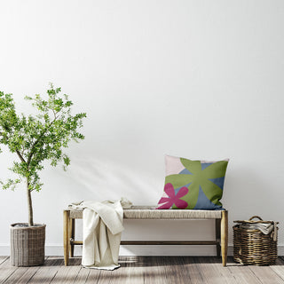 Bold Flowers Polyester Indoor Pillow, Apple Green, 26"x26"
