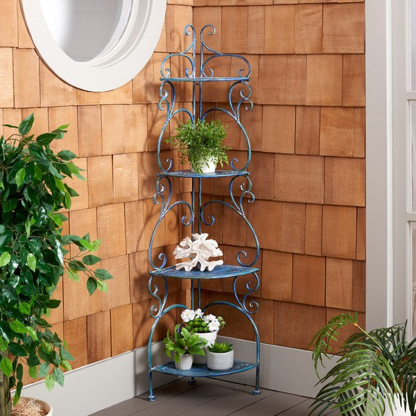 Safavieh Turuca 4 Tier Corner Shelf, Mossy Blue