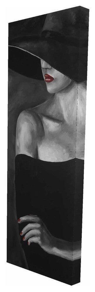 Mysterious Woman With a Hat Print on Wrapped Canvas