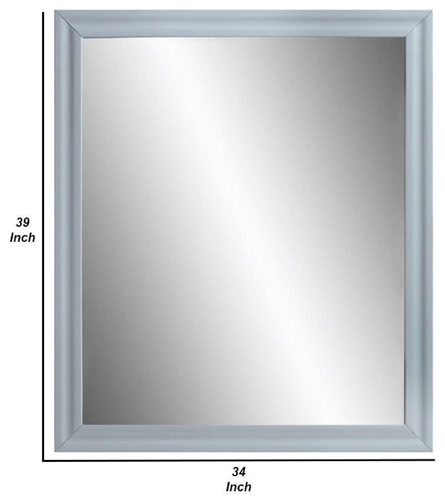 Benzara BM275527 Tyra 39" Wall Mirror, Rectangular Wood Frame, Gray