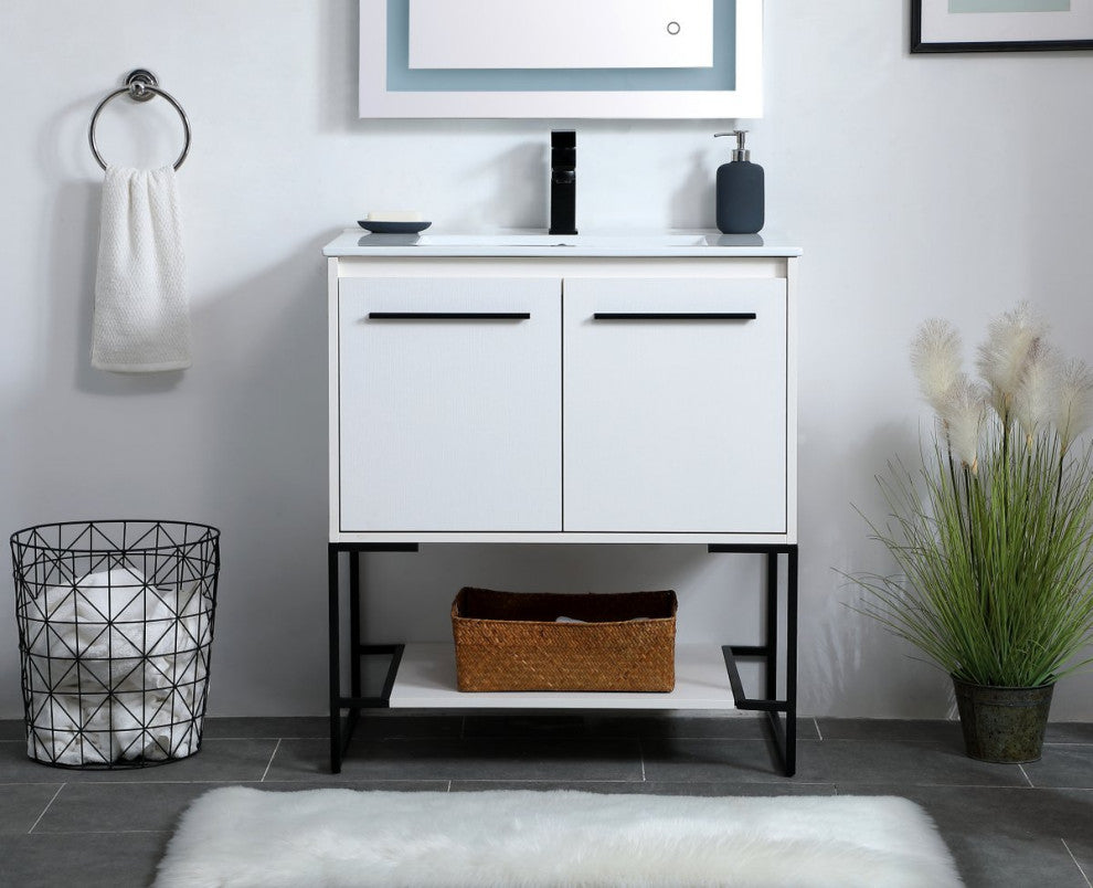 30" Single Bathroom Vanity, White