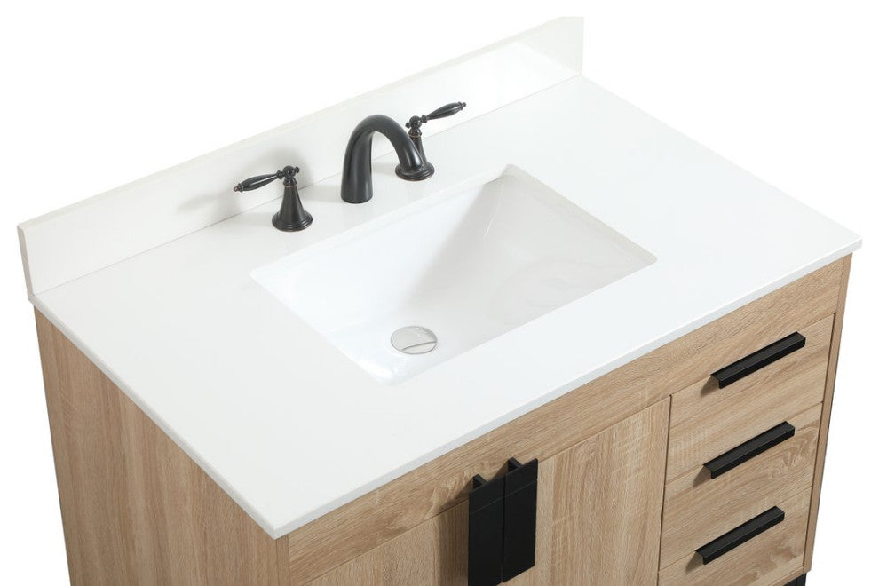 Home Living 22" Modern Mango Wood-Light Bathroom Vanity