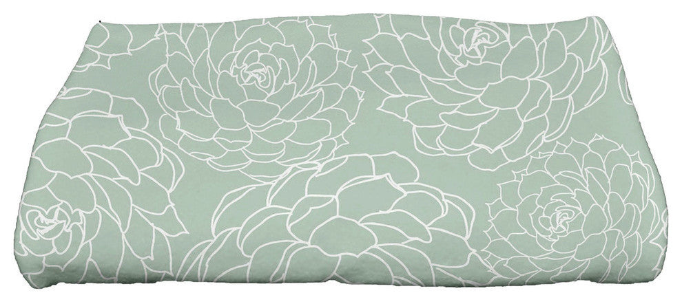 Olena, Floral Print Bath Towel, Green