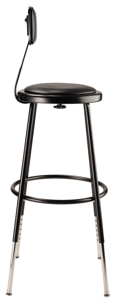 NPS 25"-33" Height Adjustable Vinyl Padded Steel Stool With Backrest, Black