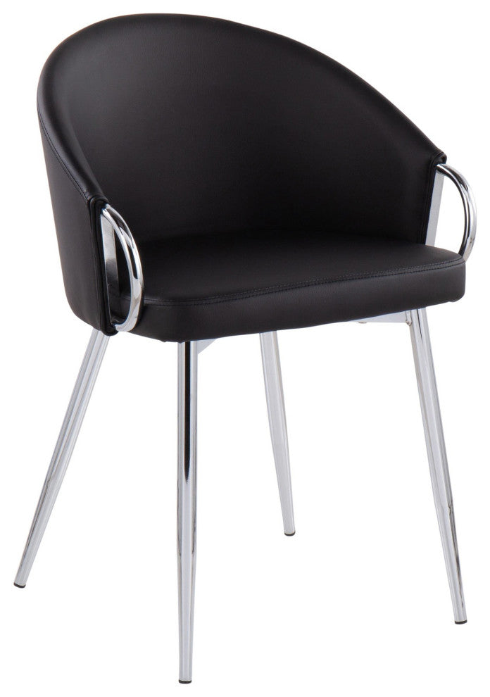 Claire Chair, Silver Metal, Black PU