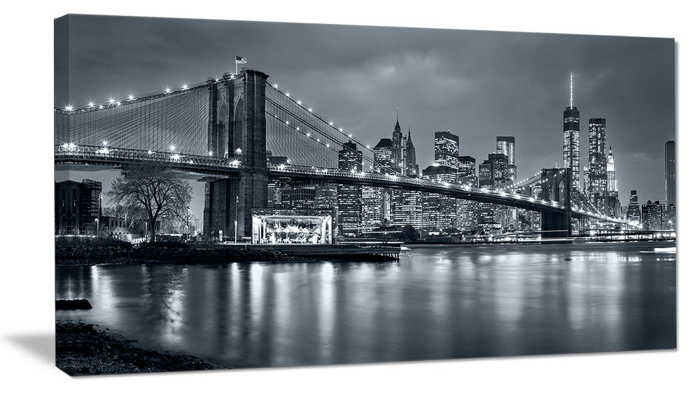 "Panorama New York City at Night" Canvas Print