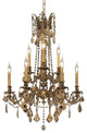 Elegant Rosalia Dining Room Light, French Gold Finish With Royal Cut Crystal