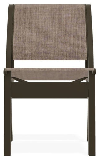 Leeward Sling Stackable Outdoor Dining Chair, Augustine Fennel/Beachwood