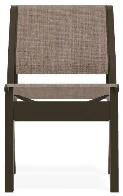 Leeward Sling Stackable Outdoor Dining Chair, Augustine Fennel/Beachwood