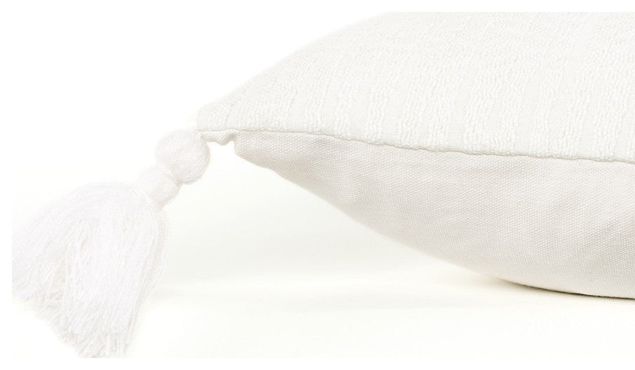 White Solid Tonal Abstract Stripe Throw Pillow