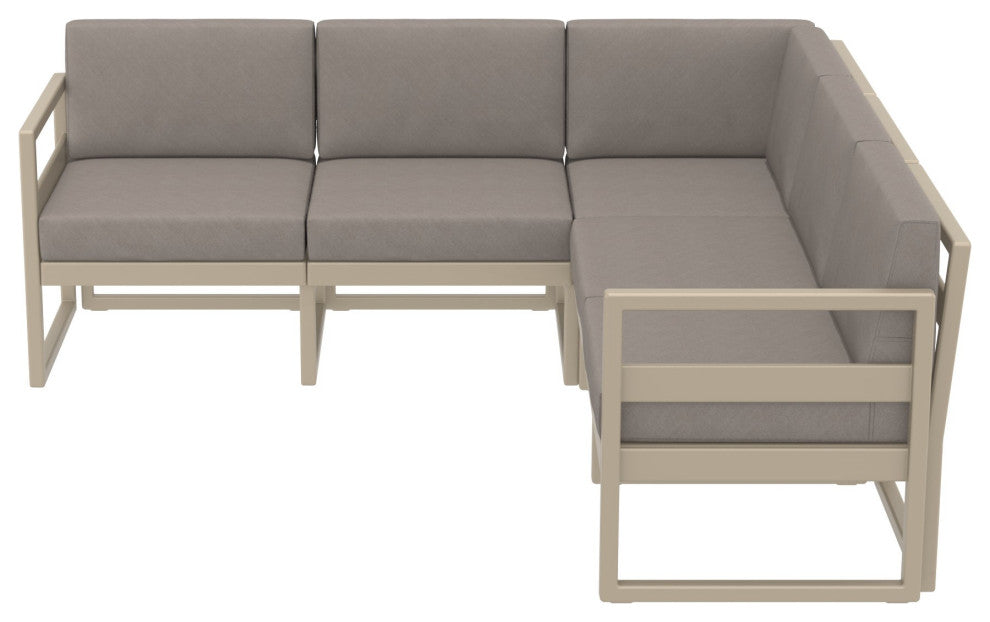 Mykonos Corner 5-Person Sectional Set Taupe, Acrylic Fabric Taupe Cushion