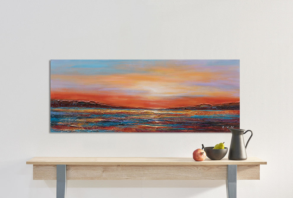 "Sunset Dreams II" Hand Painted Canvas Art, 60"x20"