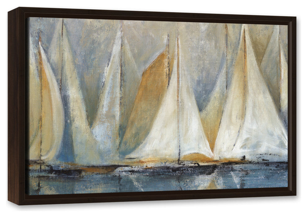 "Sailboats On Water" Canvas Wall Art, 16"x24", Framed