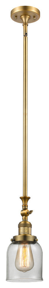 1-Light Small Bell 5" Pendant, Brushed Brass, Glass: Clear