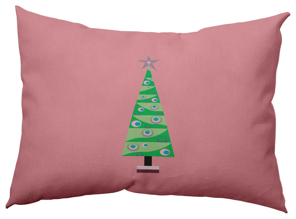 Cartoon Christmas Tree Accent Pillow, Pink Icing, 14"x20"
